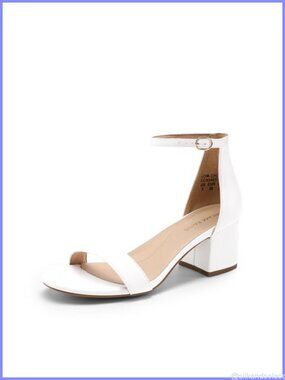 Women's Comfort Low Block Heel Sandals Faux Leather Ankle Buckle